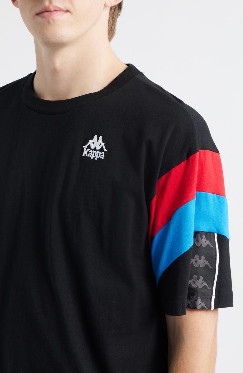 KAPPA 222 Banda Otto Colorblock T-Shirt, Alternate, color, Black - Red Racing - Blue Sea
