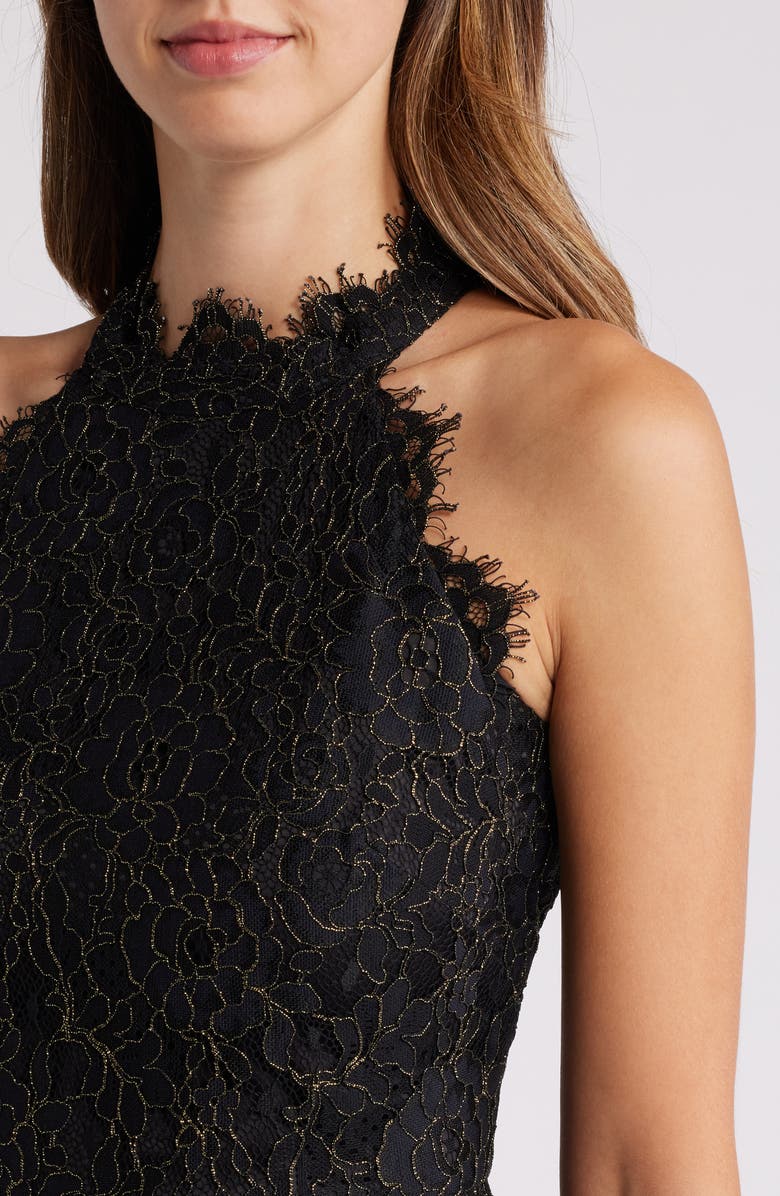 Eliza J Metallic Eyelash Lace Cocktail Dress, Alternate, color, 
