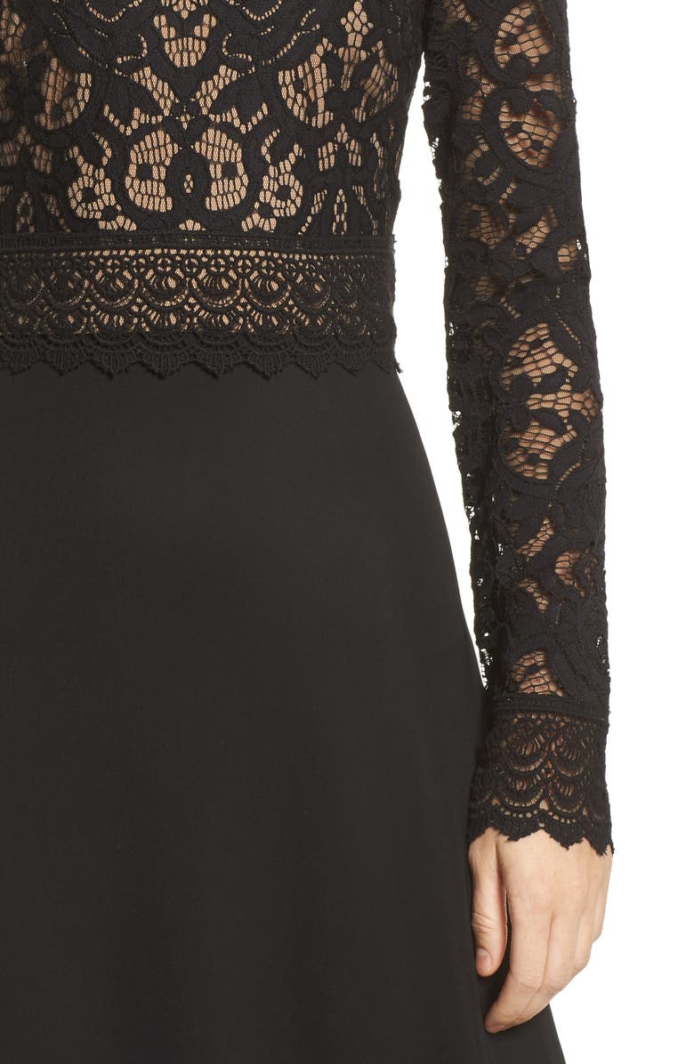 Tadashi Shoji Lace & Crepe Gown, Alternate, color, 