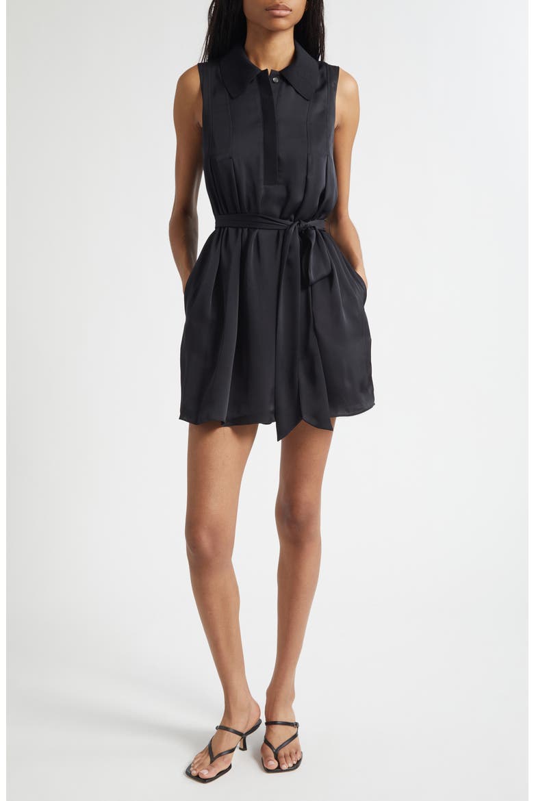Lina Sleeveless Belted Minidress, Main, color, BLACK