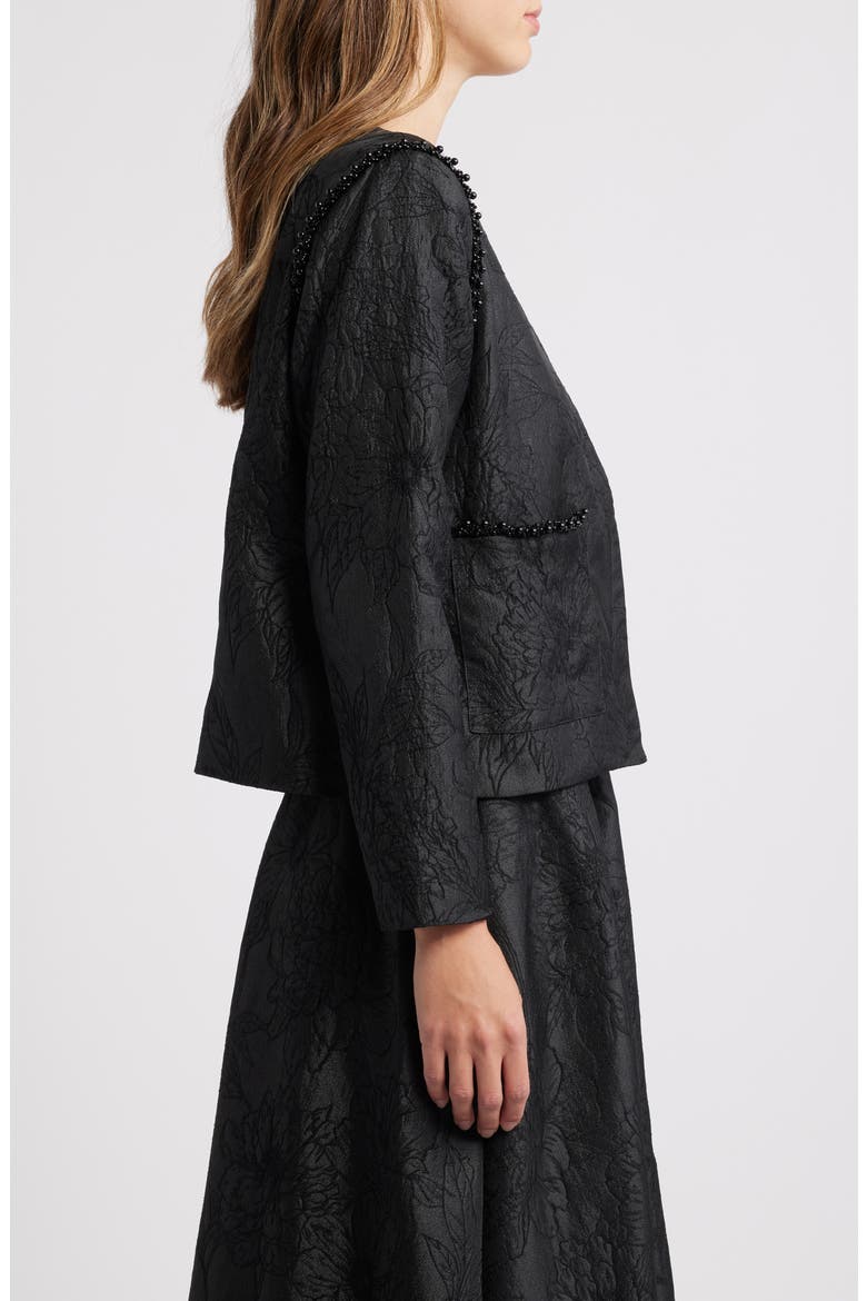 Jonnai Bead Embellished Textured Jacket, Alternate, color, BLACK