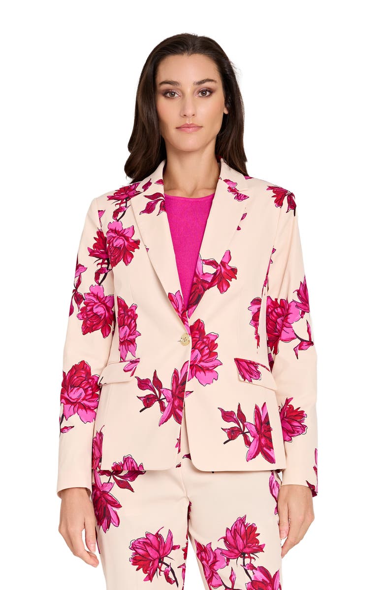 Tahari ASL Print Sateen Pants, Alternate, color, Vanilla Red Floral