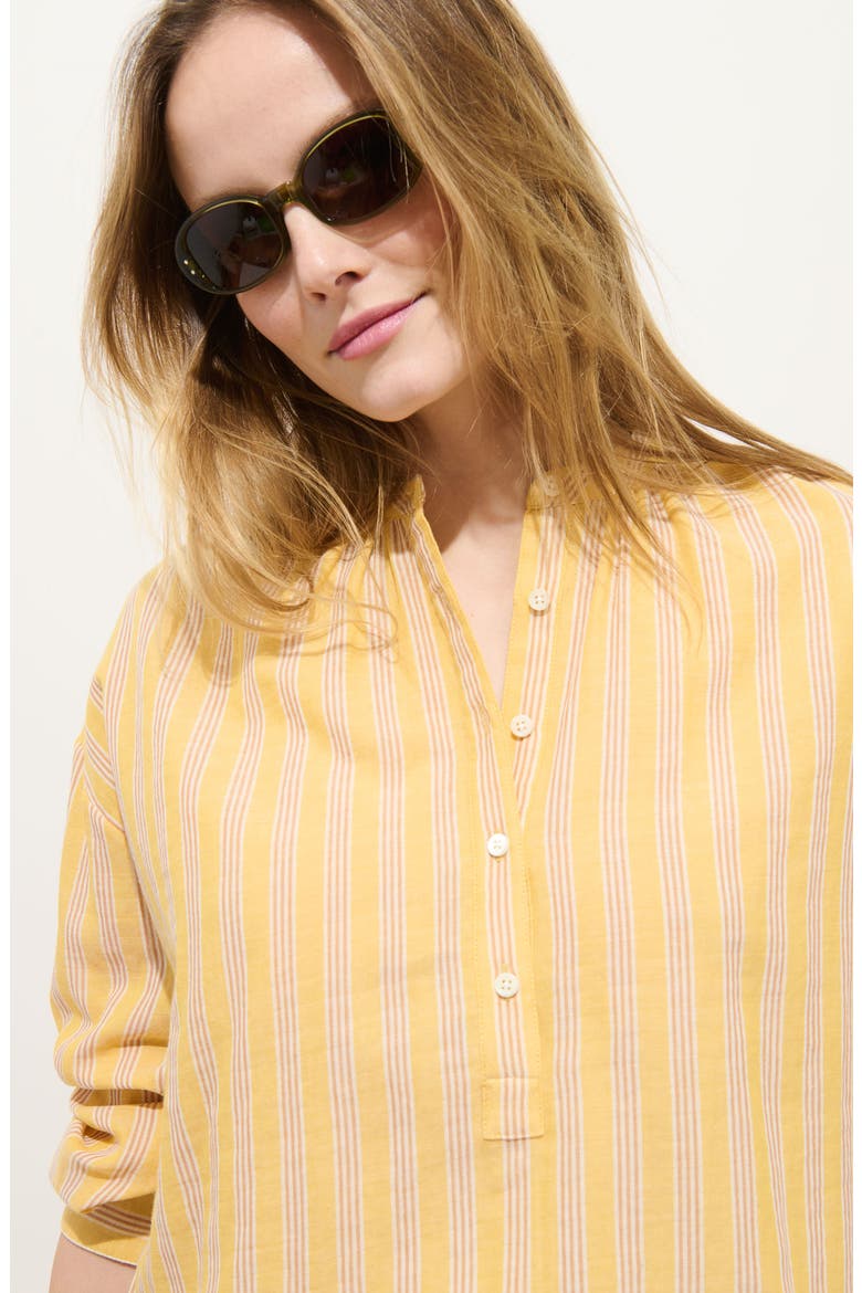 Nina Stripe Popover, Alternate, color, BROWN
