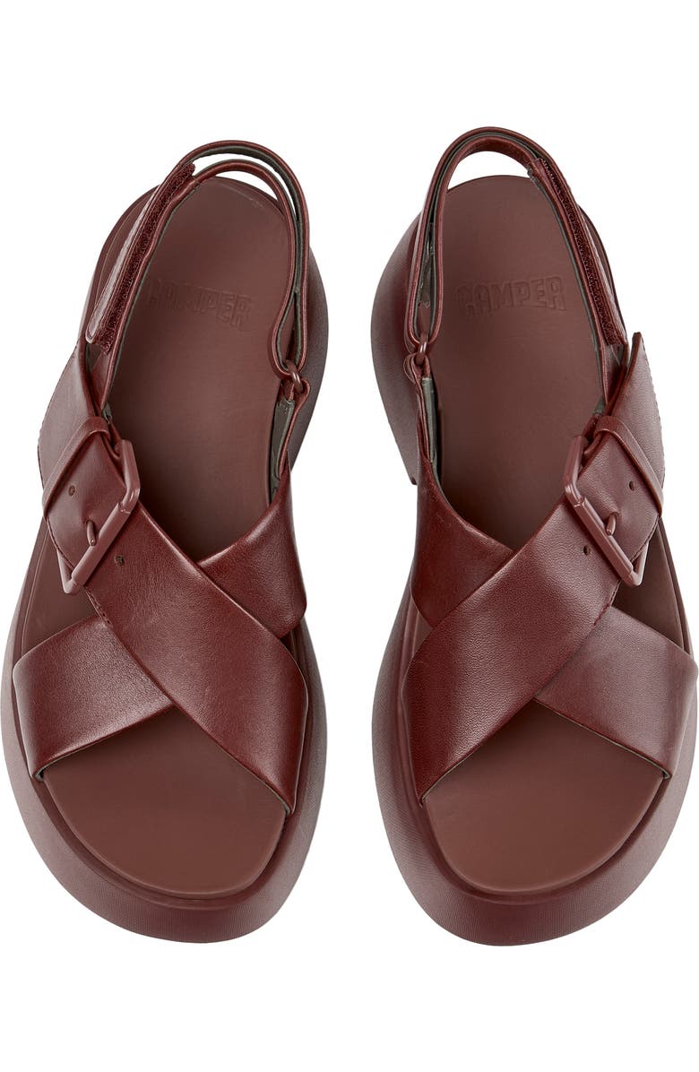 Camper Tasha Crisscross Platform Sandal, Alternate, color, Burgundy