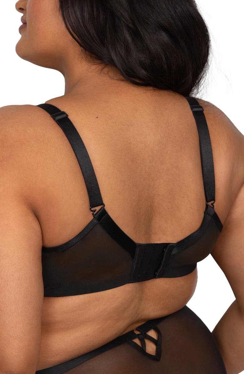 Curvy Couture Floral Embroidered Balconette Bra, Alternate, color, Lush Black