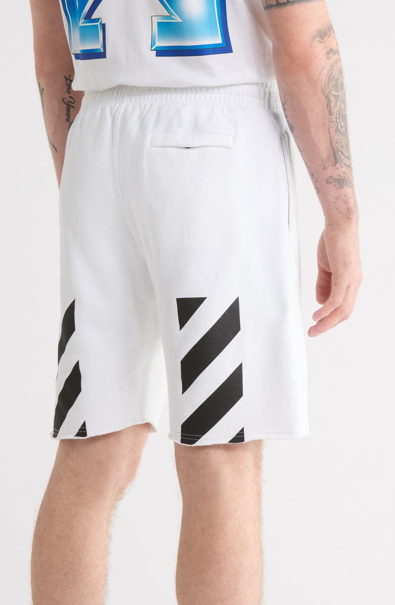 Off-White Diagonal Helvetica Logo Sweatshorts, Alternate, color, White And Black