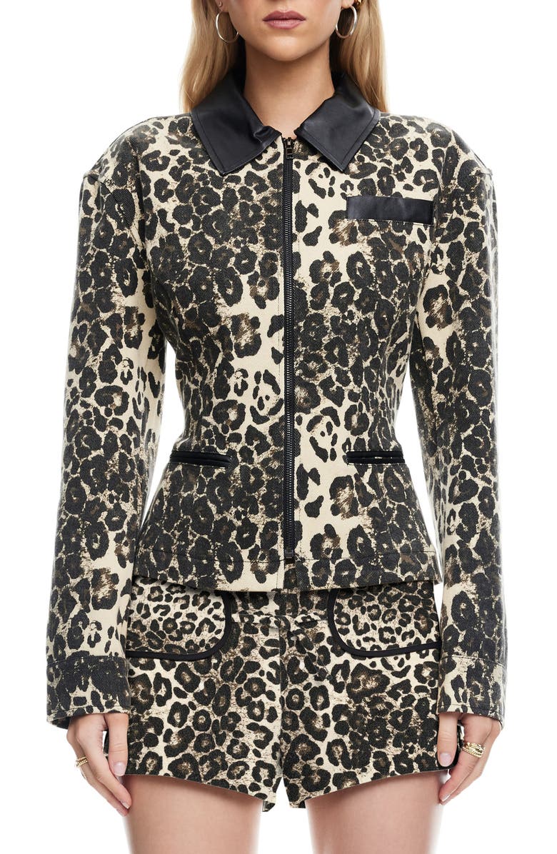 LIONESS Soho Leopard Print Jacket, Main, color, Leopard