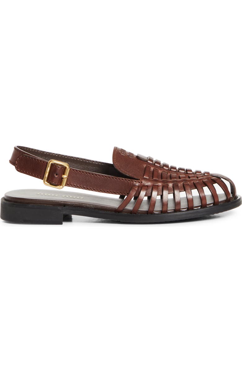 Miu Miu Slingback Huarache Sandal, Alternate, color, Brown