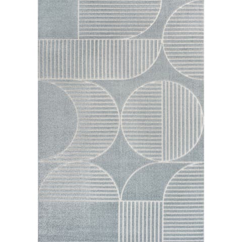 Nordby High-Low Geometric Arch Scandi Striped Indoor/Outdoor Area Rug
