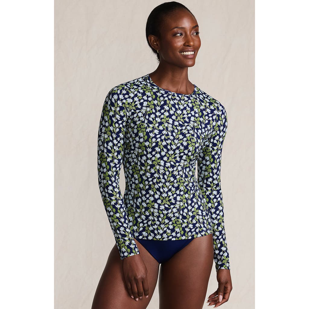 Lands' End Plus Size Sunshade Upf 50 Long Sleeve Relaxed Rash Guard In Blue