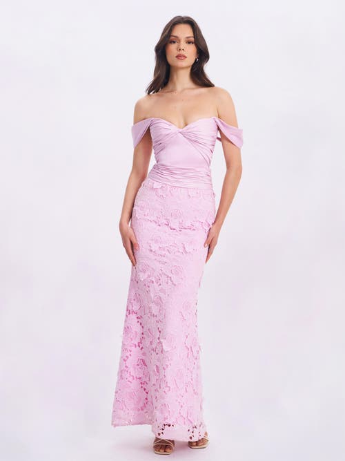 Miss Circle Dahlia Floral Lace Mermaid Gown In Pink