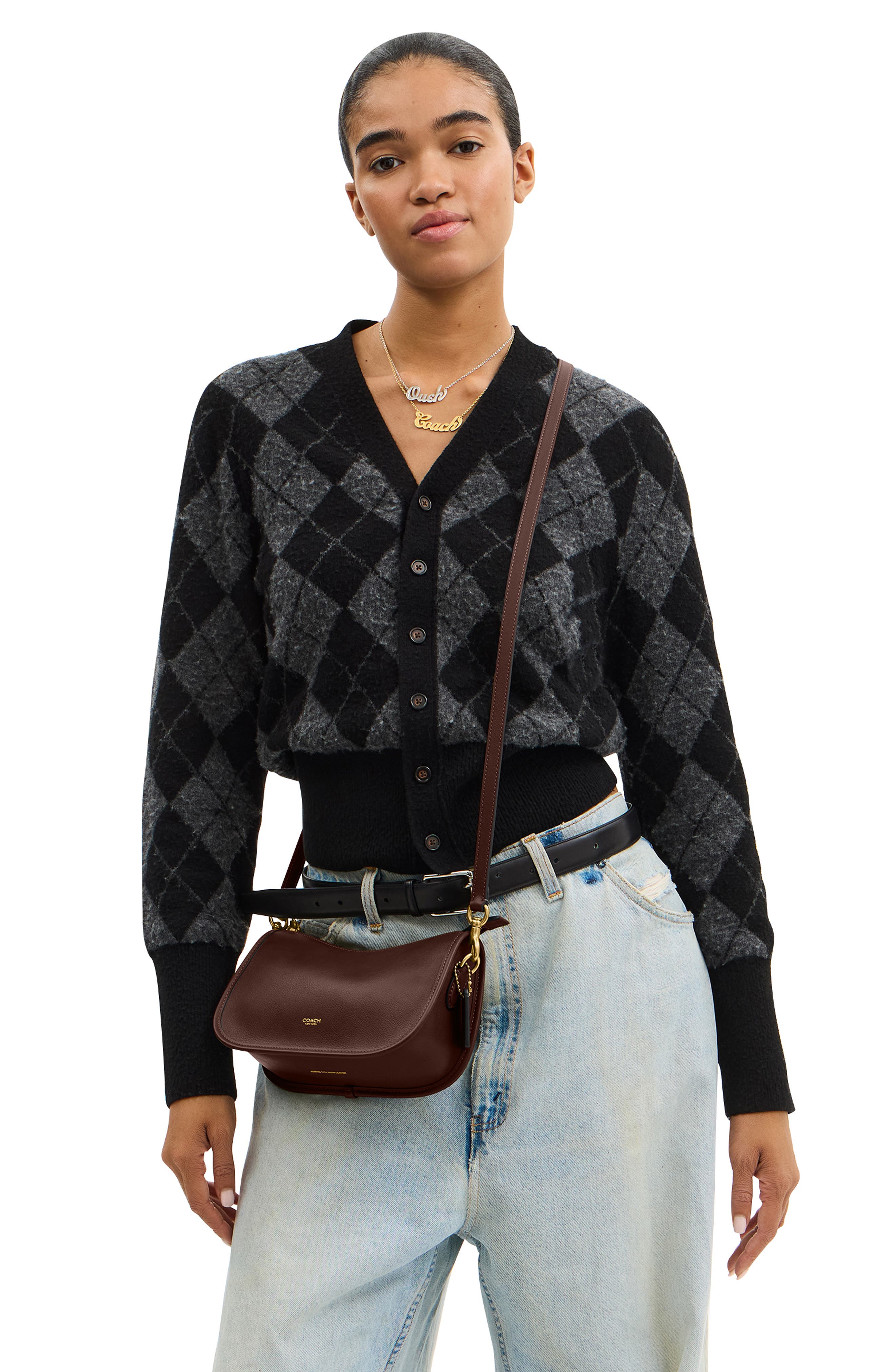 COACH Waverly Natural Grain Leather Shoulder Bag, Alternate, color, Maple