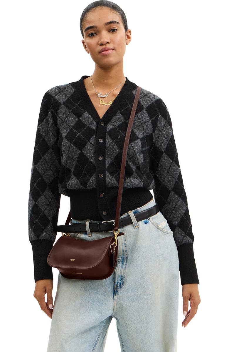 COACH Waverly Natural Grain Leather Shoulder Bag, Alternate, color, Maple