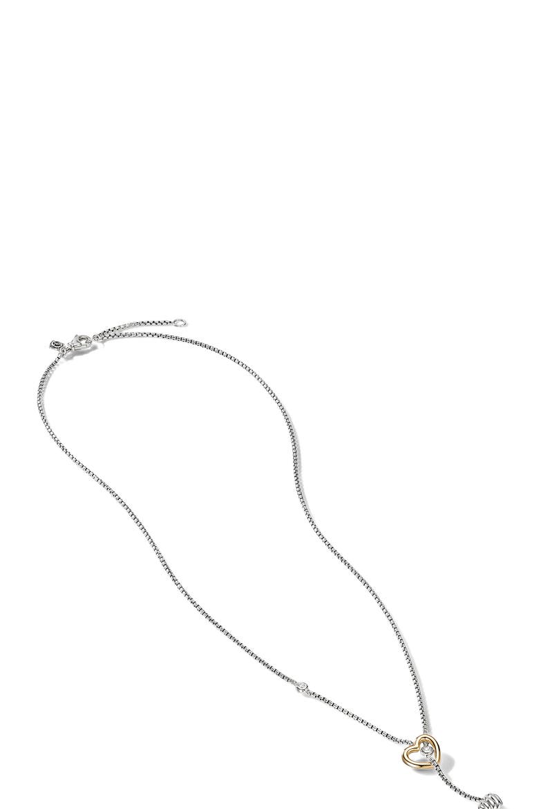 Cable Collectibles® Heart 18K Gold & Pavé Diamond Y-Necklace, Alternate, color, SILVER