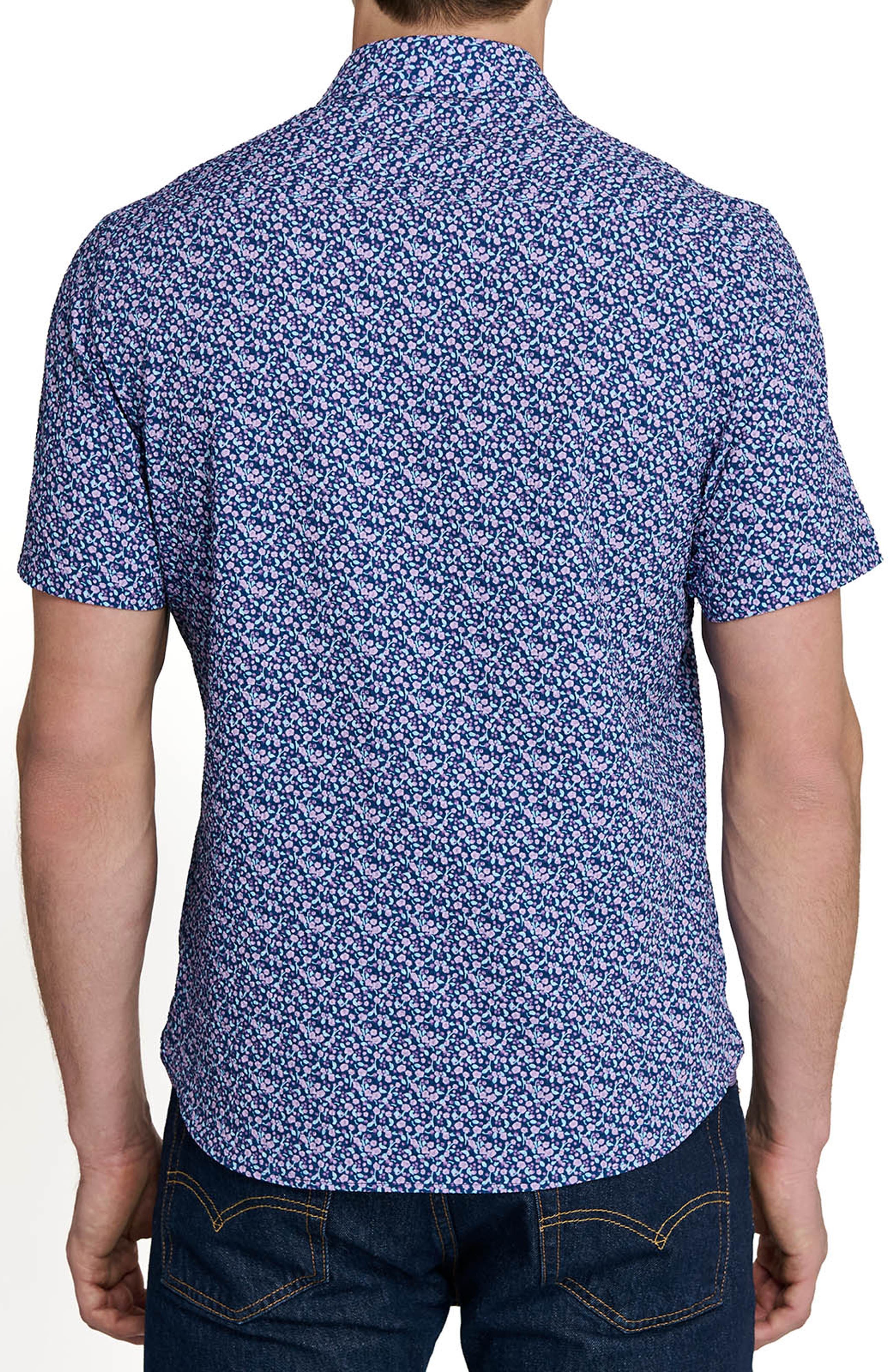 Slim Fit Floral Seersucker Short Sleeve Shirt - image 2