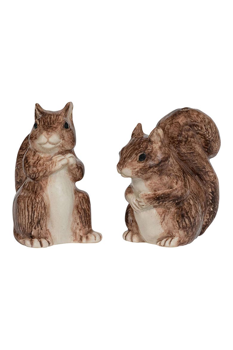 Clever Creatures Squirrel Salt & Pepper Shaker Set, Main, color, WALNUT