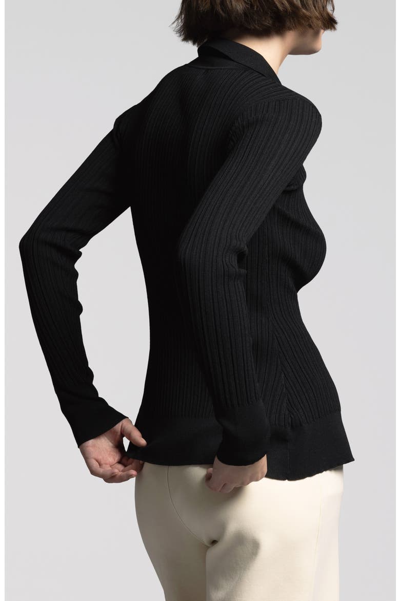 Allison Rib Button-Up Top, Alternate, color, BLACK