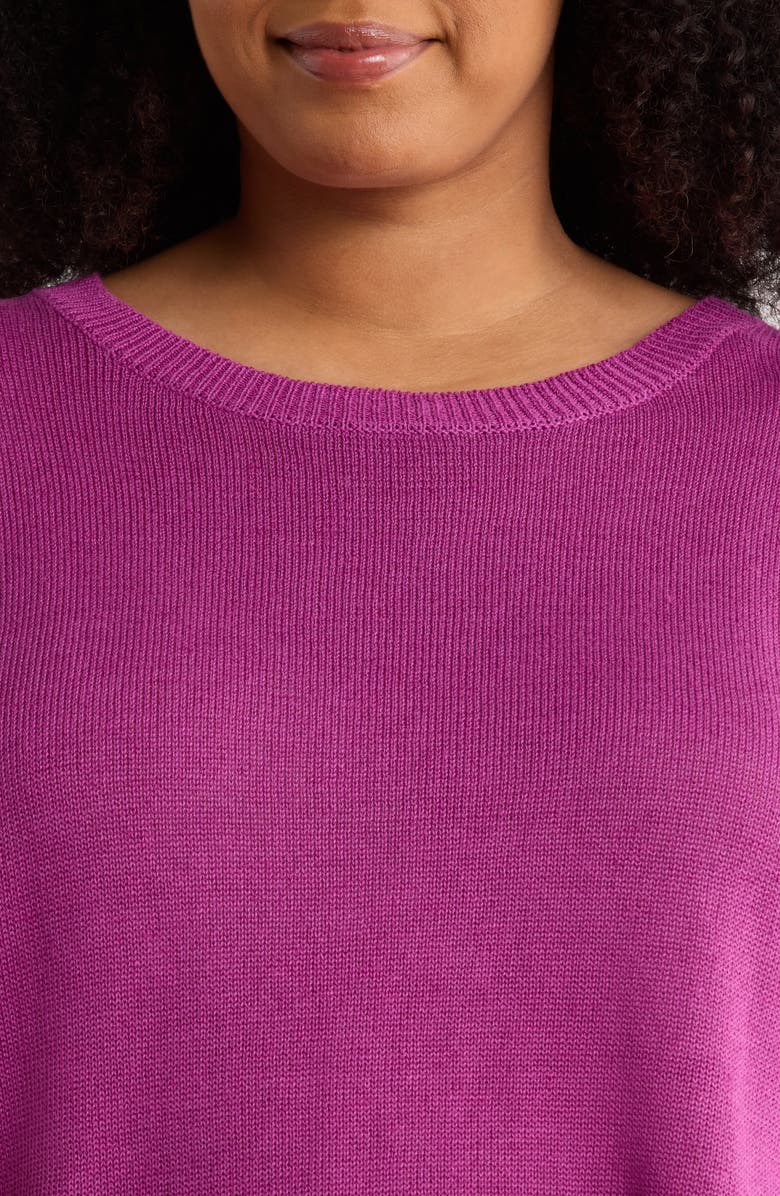 Eileen Fisher Organic Linen & Organic Cotton Sweater, Alternate, color, Grape