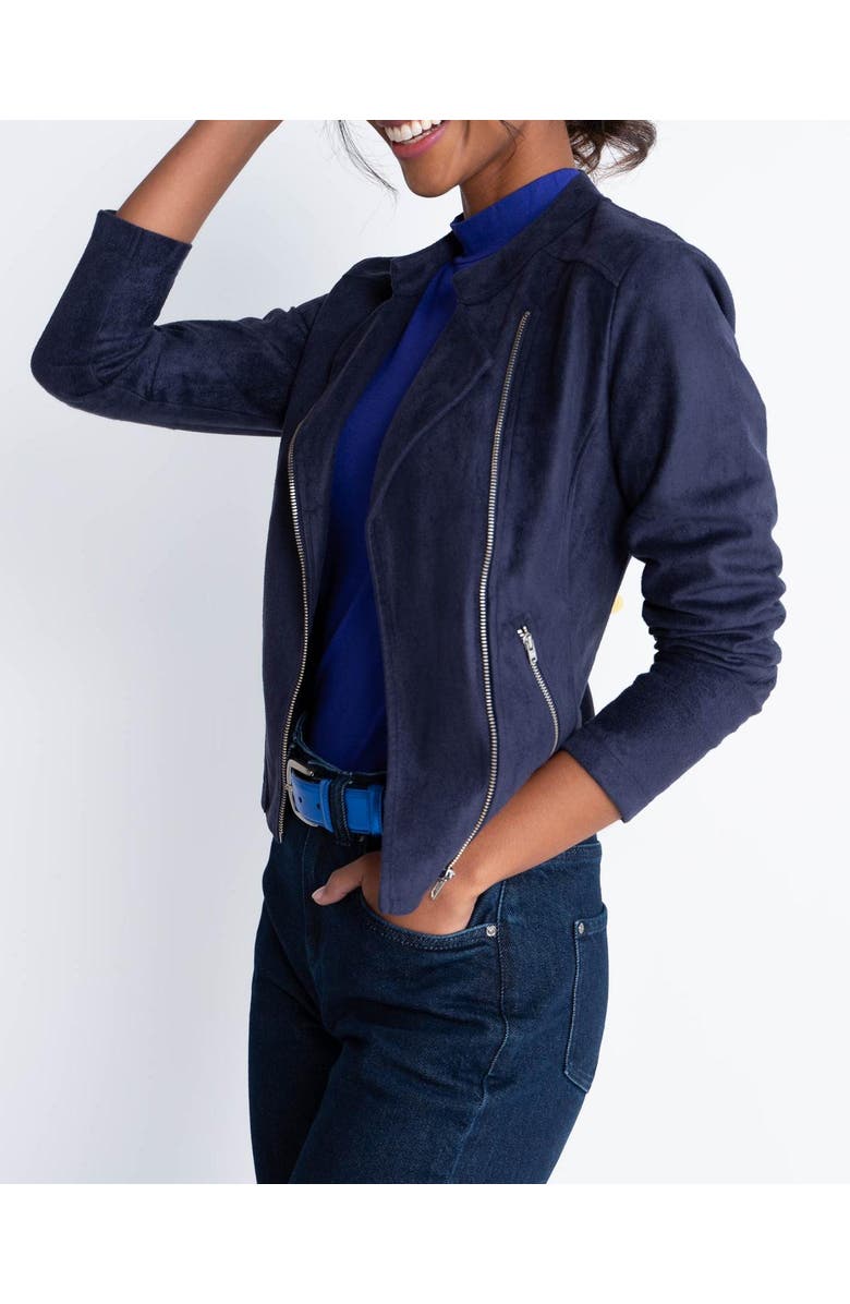 Kettlewell Rachel Cropped Biker Jacket, Alternate, color, Sultry Navy