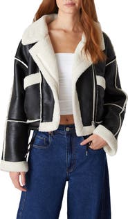 BLANKNYC Faux Shearling Moto Jacket