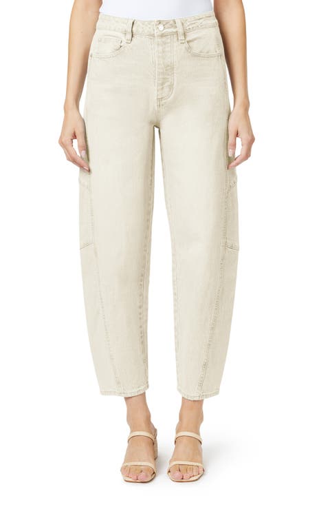 High Waist Crop Barrel Leg Jeans