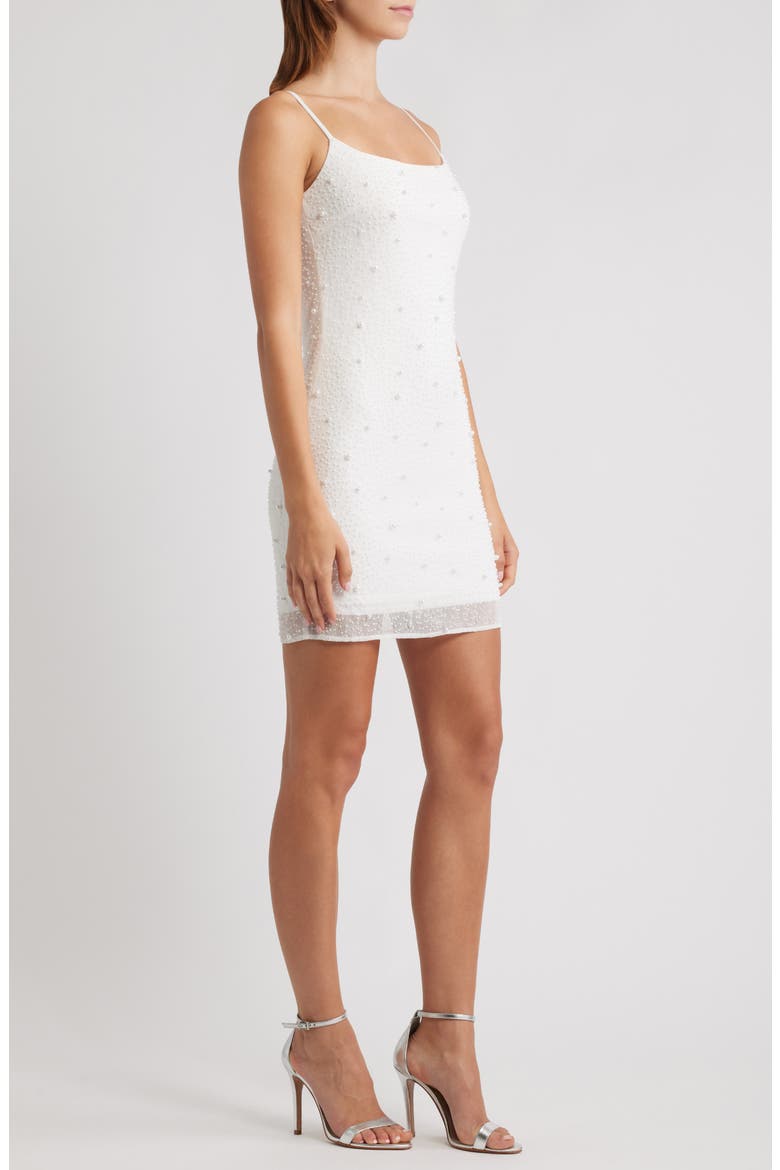 Faux Pearl Embellished Club Minidress, Alternate, color, WHITE