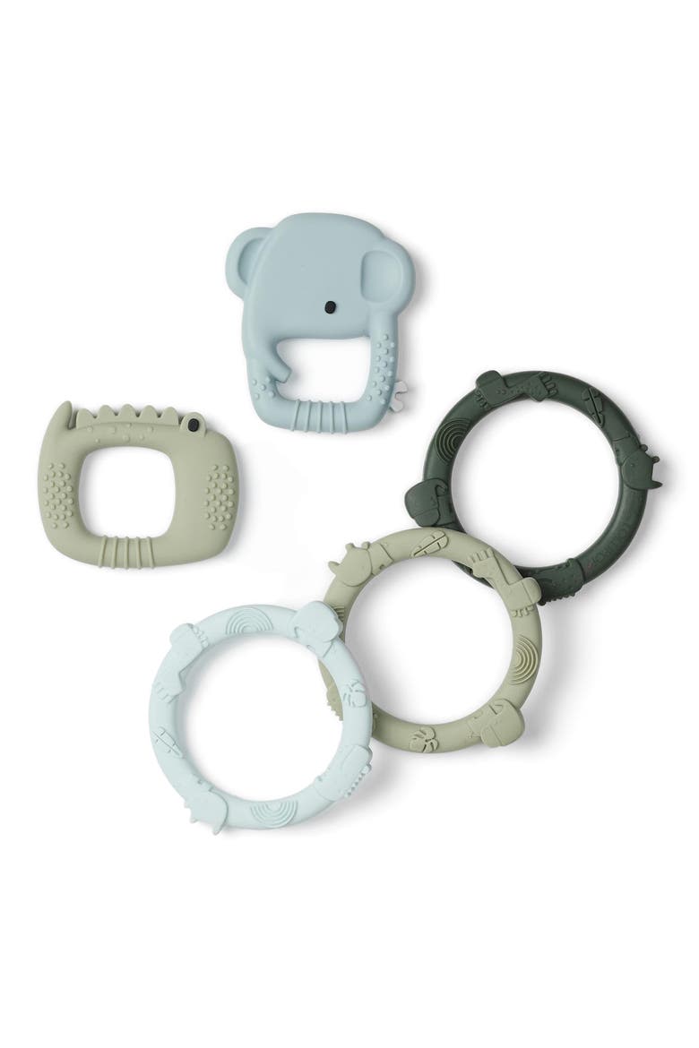 Set of 5 Teething & Grasping Toys, Main, color, ELEPHANT/ ALLIGATOR