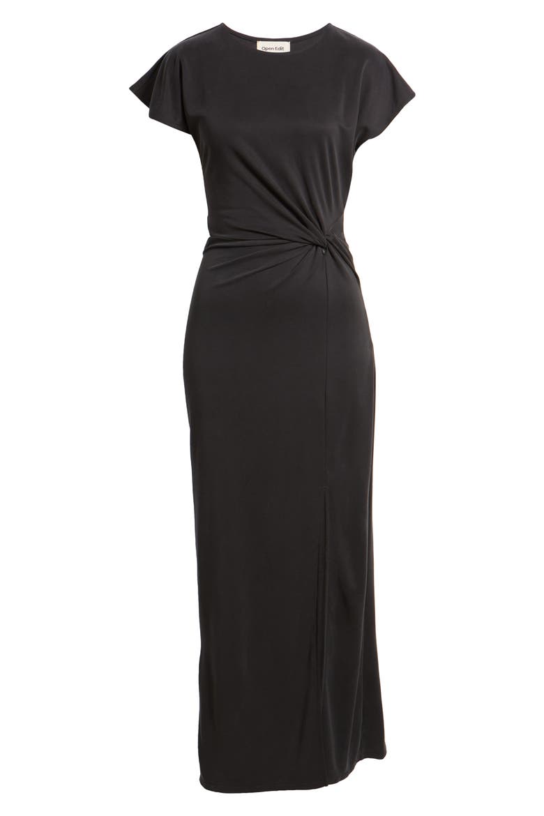 Twist Front Cutout Maxi Dress, Alternate, color, BLACK
