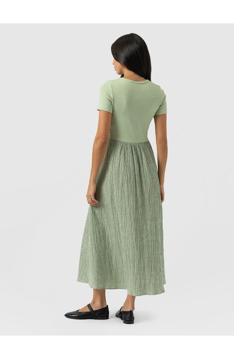 Saint + Sofia Renee Contrast Dress, Alternate, color, Mint Gingham