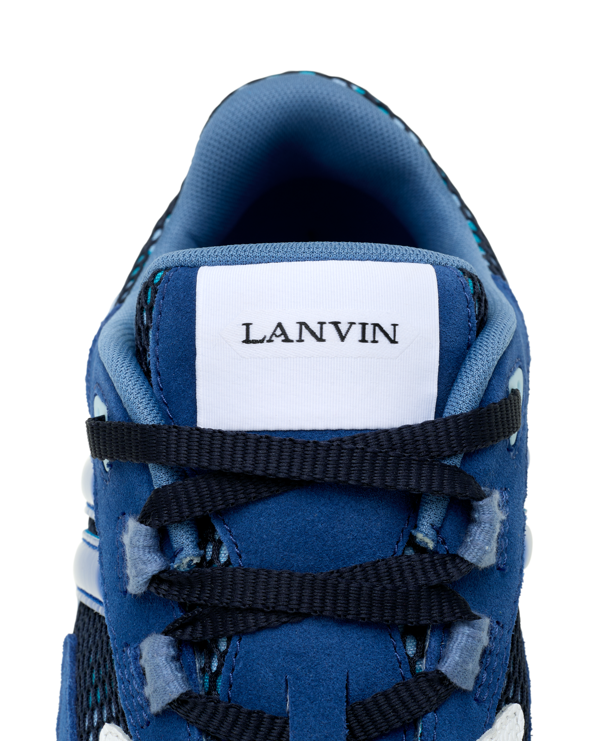 Lanvin Jla Sneakers In Mesh And Metallic Leather, Alternate, color, Dark Blue/Light Blue