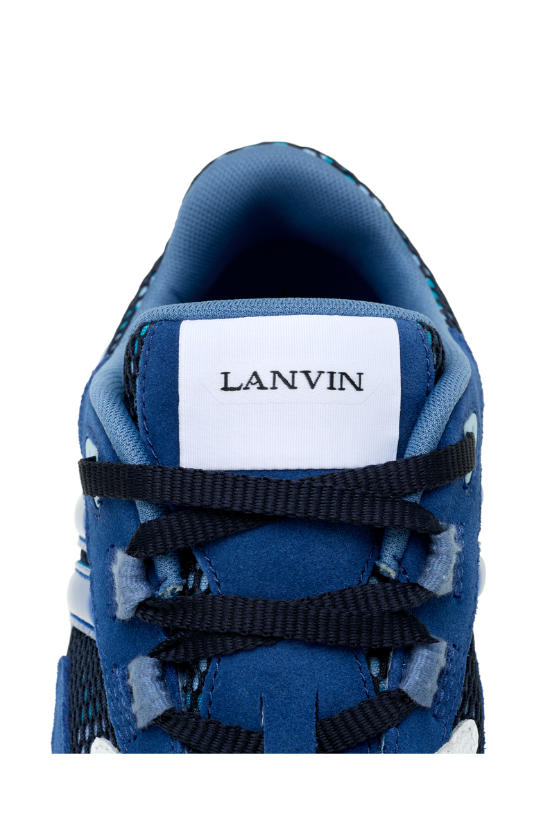 Lanvin Jla Sneakers In Mesh And Metallic Leather, Alternate, color, Dark Blue/Light Blue