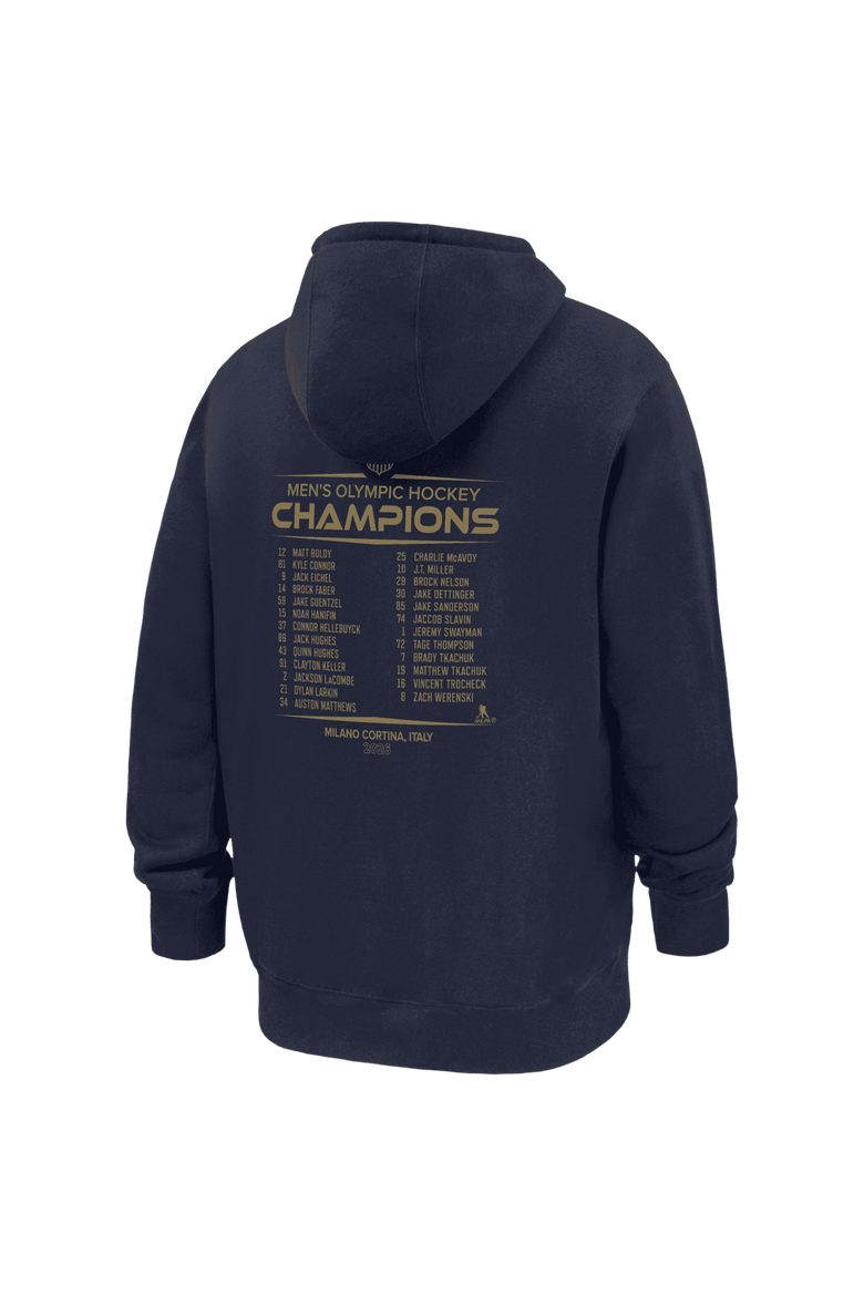 Men's Nike Navy Men's USA Hockey 2026 Winter Olympics Gold Medal Roster Club Fleece Hoodie, Alternate, color, Navy