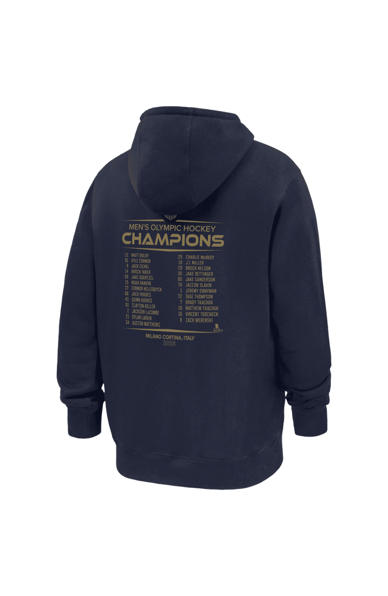 Nike Men's Nike Navy Men's USA Hockey 2026 Winter Olympics Gold Medal Roster Club Fleece Hoodie, Alternate, color, Navy