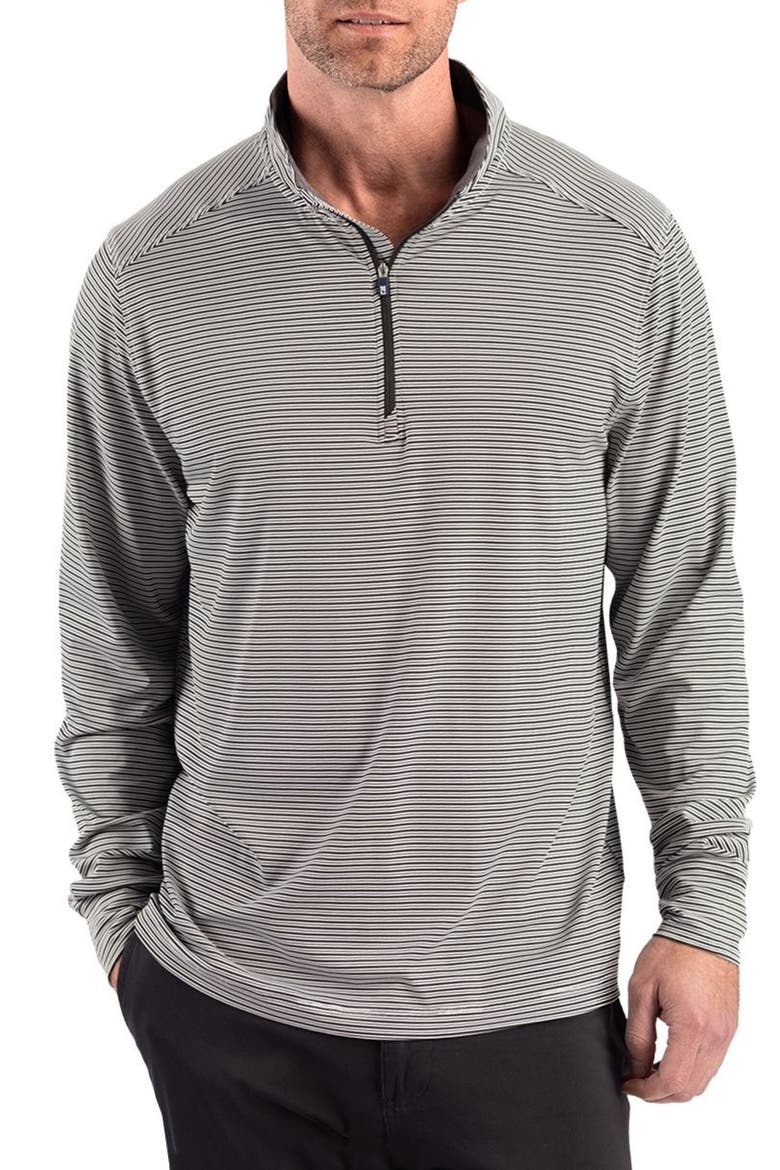 Forge Epic Confidence Stripe Performance Quarter Zip Pullover, Main, color, BLACK/ WHITE
