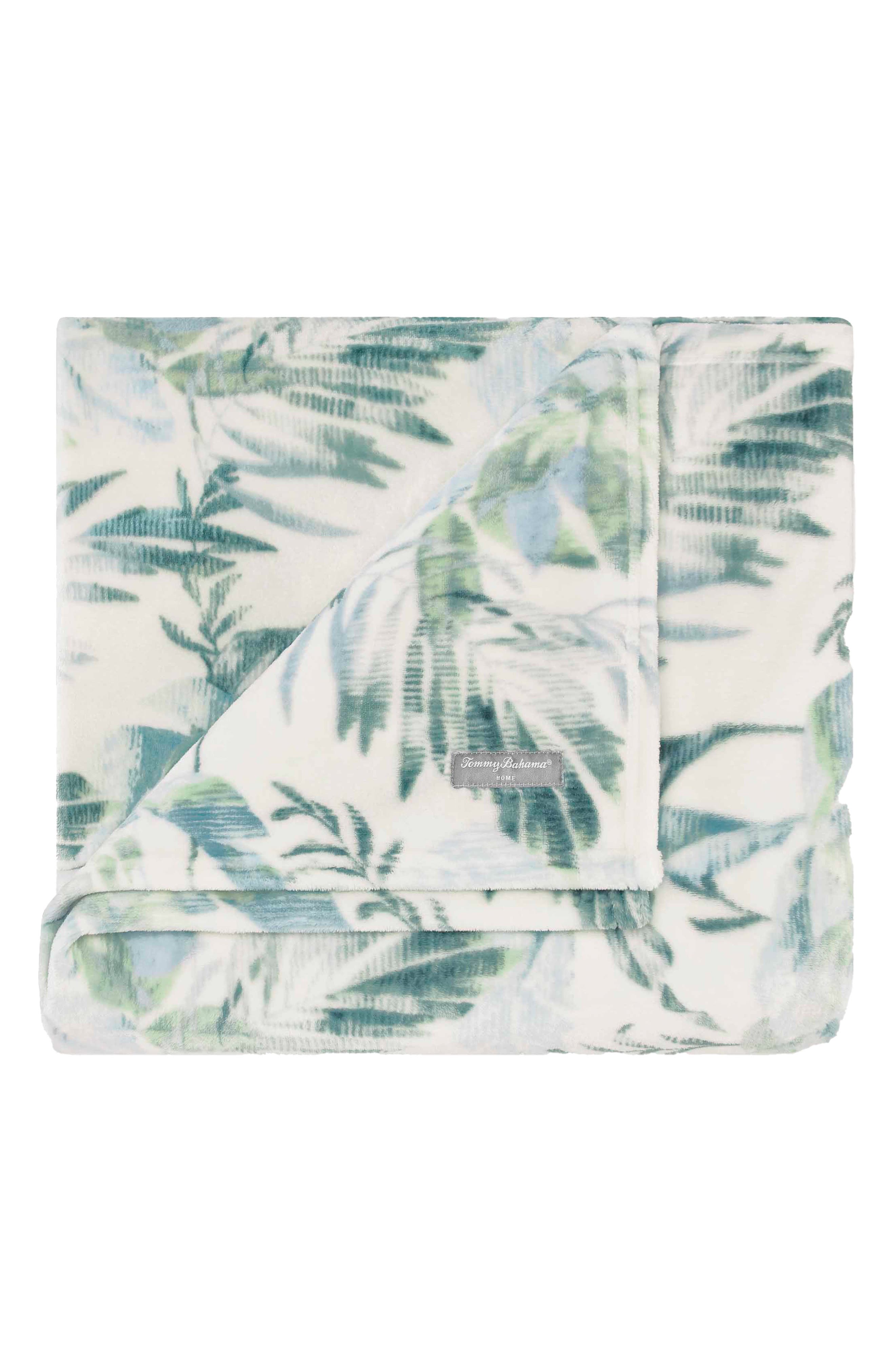 Tommy Bahama Wallpaper Leaves Fleece Throw Blanket