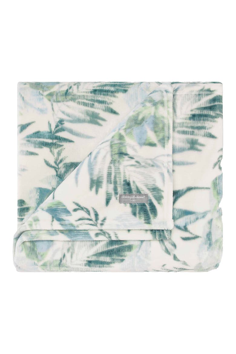 Wallpaper Leaves Fleece Throw Blanket, Main, color, GREEN