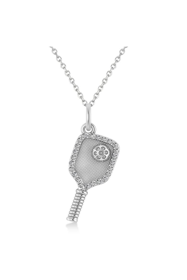 Natural Diamond Pickleball Paddle Pendant Necklace 14k, Main, color, 0.24ct, White Gold