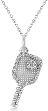 ALLUREZ Natural Diamond Pickleball Paddle Pendant Necklace 14k