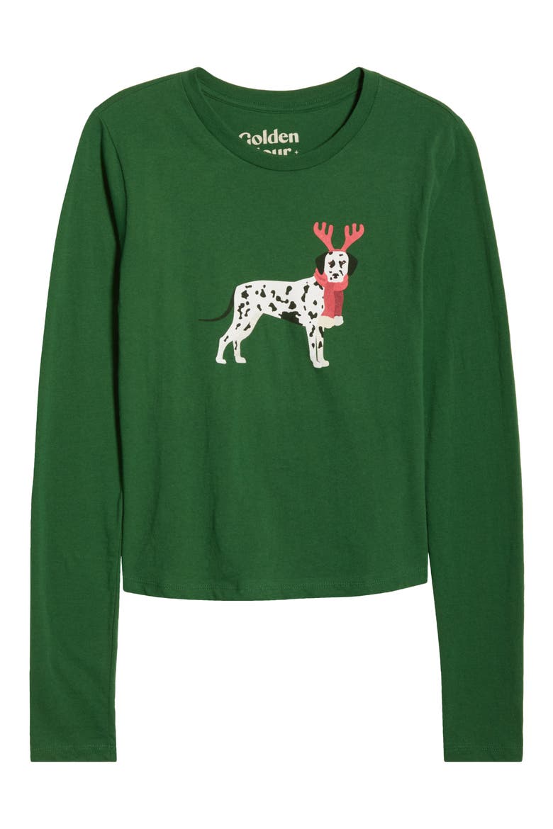 Reindeer Dog Long Sleeve Cotton Graphic T-Shirt, Alternate, color, EDEN