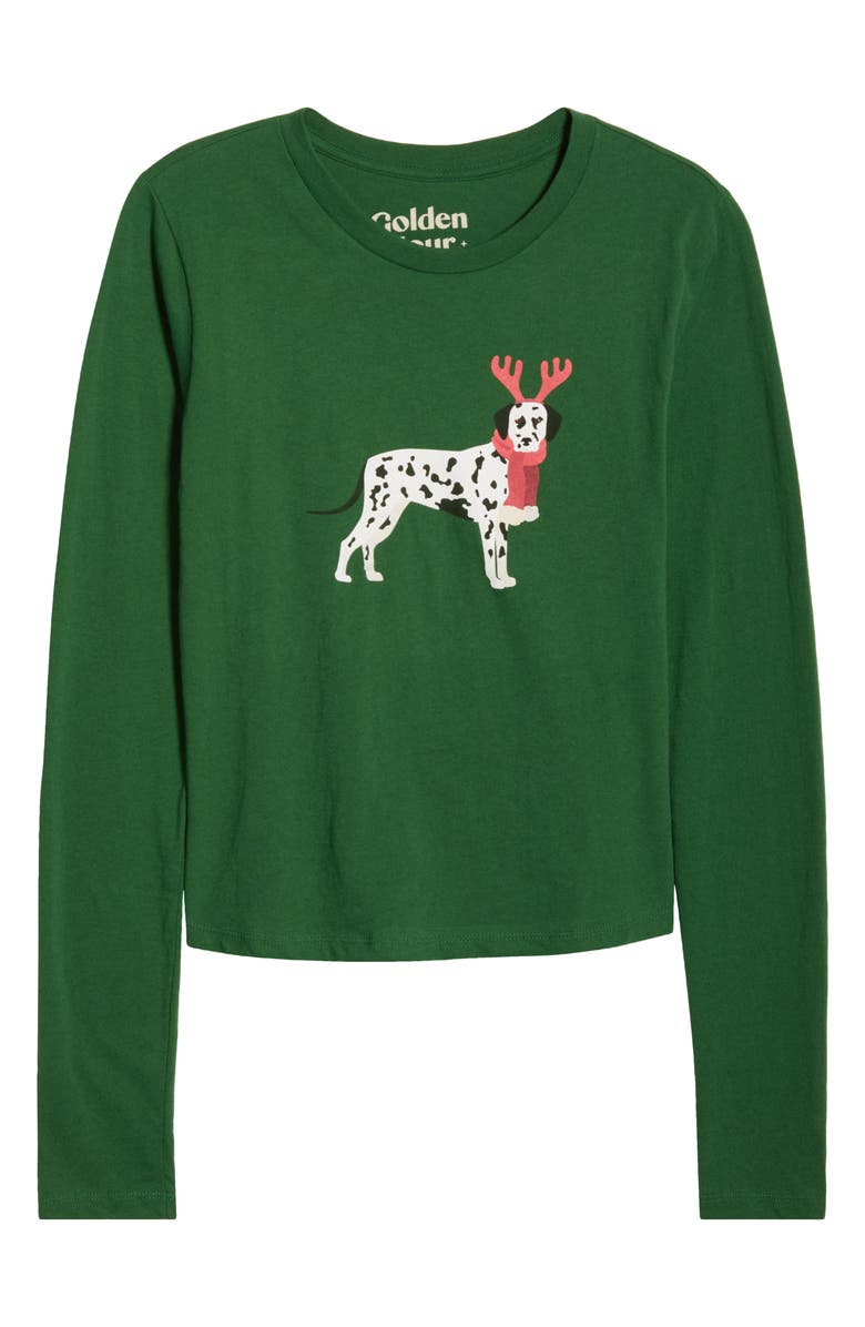GOLDEN HOUR Reindeer Dog Long Sleeve Cotton Graphic T-Shirt, Alternate, color, Eden