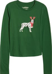 GOLDEN HOUR Reindeer Dog Long Sleeve Cotton Graphic T-Shirt