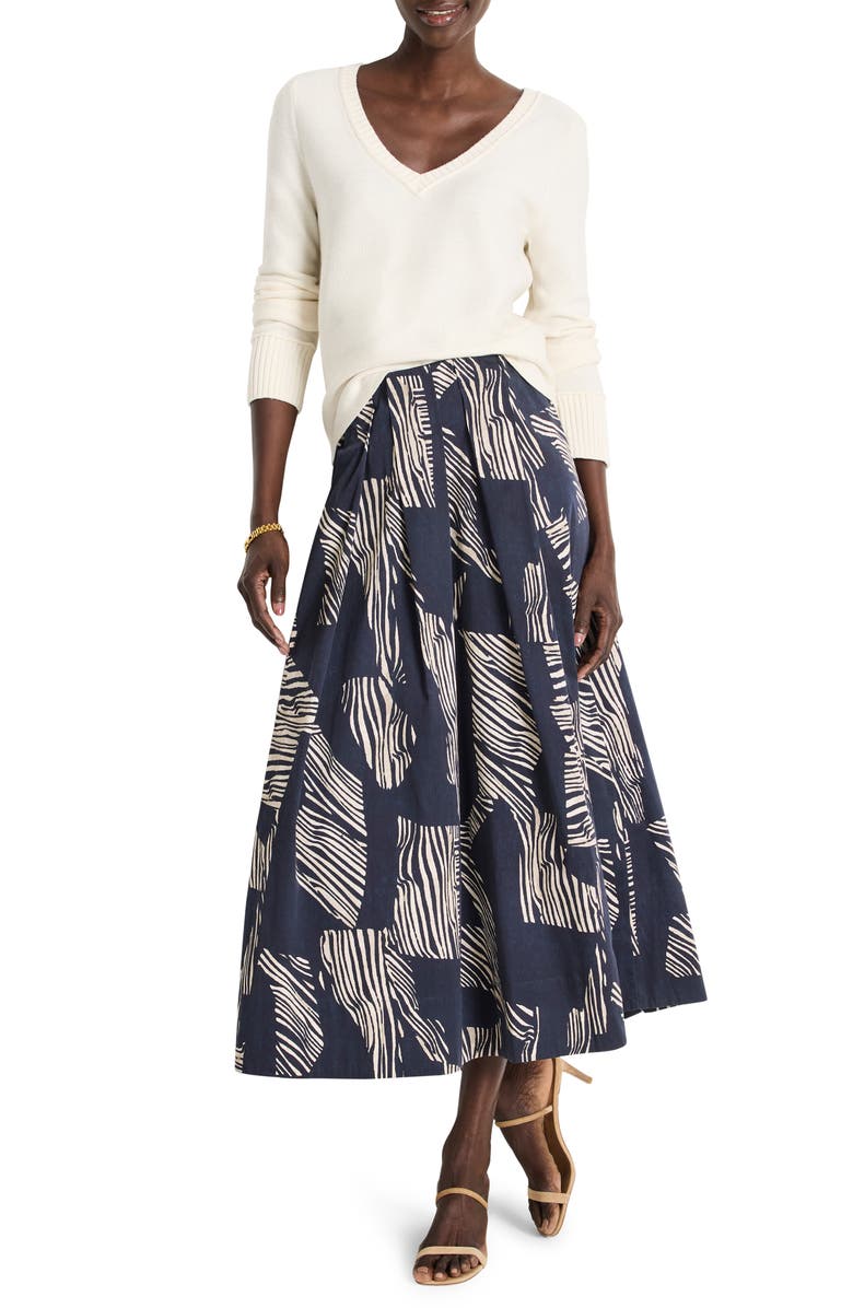 NIC+ZOE Garter V-Neck Cotton Blend Sweater, Alternate, color, Classic Cream