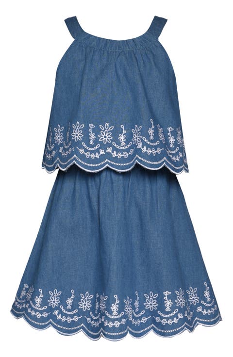 Kids' Embroidered Denim Dress (Big Kid)