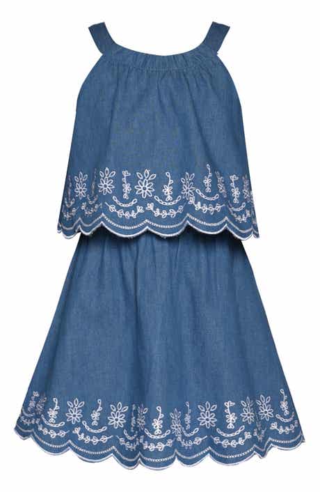 Baby Sara Kids' Embroidered Denim Dress