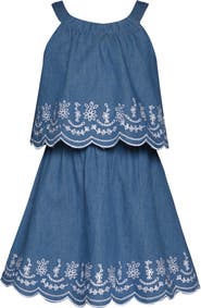 Baby Sara Kids' Embroidered Denim Dress