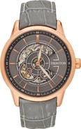 Heritor Automatic Davies Semi-Skeleton Leather-Band Watch