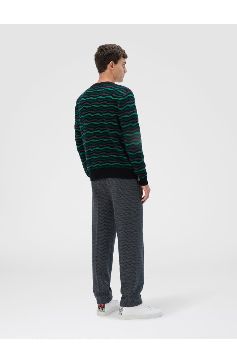 Missoni Cardigan In Pure Wool With Wave Stitch, Alternate, color, Green