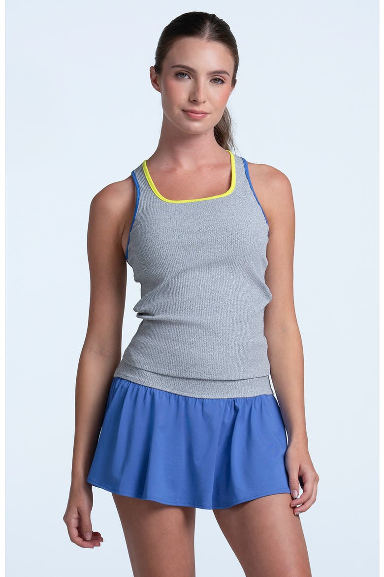 Womens' Court Rib Racerback Tank, Main, color, Heather Grey