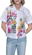 KARL LAGERFELD PARIS Floral Print Cotton Shirt