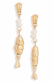 Beaded Fish Drop Earrings